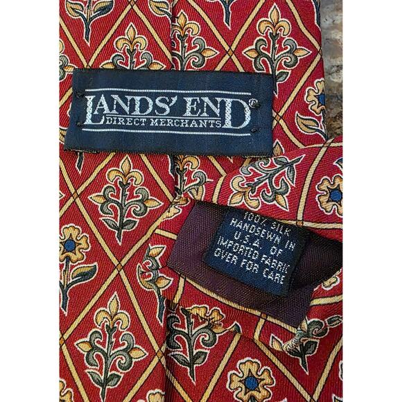 Lands End Mens Red Floral Tie - Picture 3 of 3